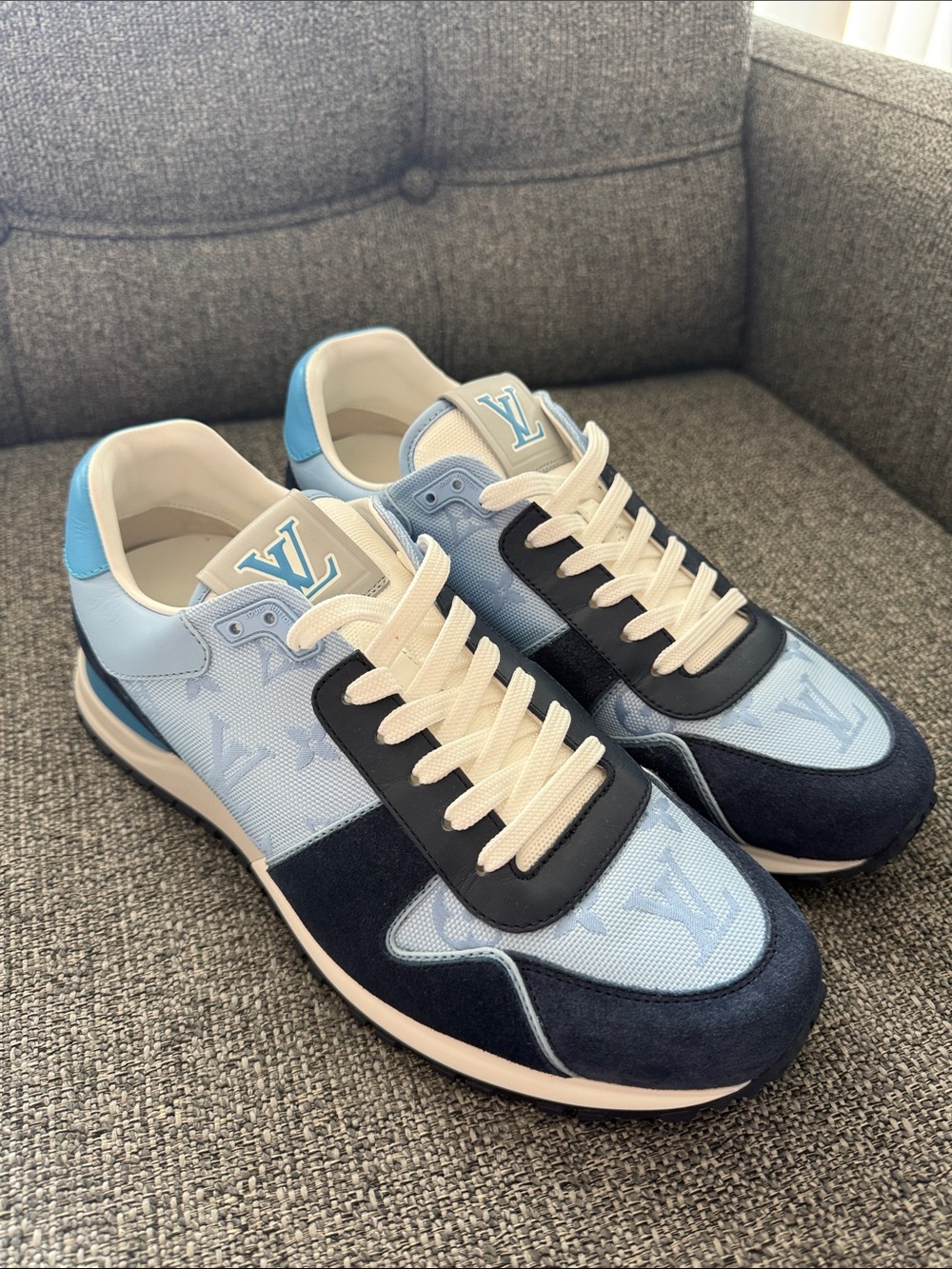 Louis Vuitton Men’s Light Blue & Navy Suede Low-Top Sneakers